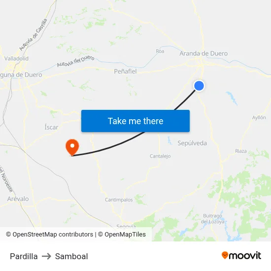Pardilla to Samboal map