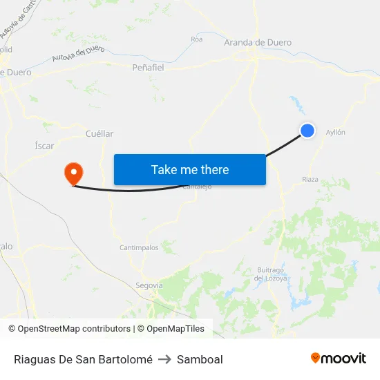 Riaguas De San Bartolomé to Samboal map