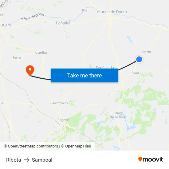 Ribota to Samboal map