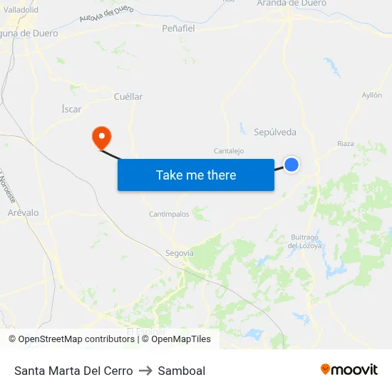 Santa Marta Del Cerro to Samboal map