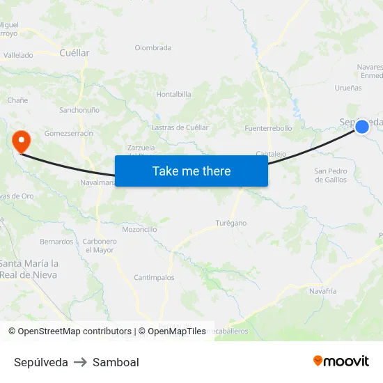 Sepúlveda to Samboal map