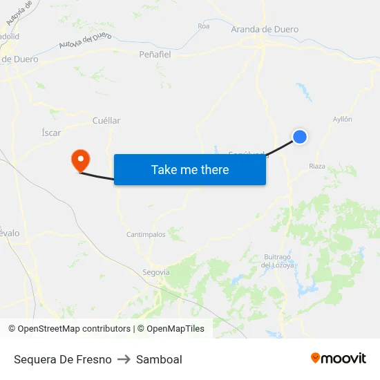 Sequera De Fresno to Samboal map