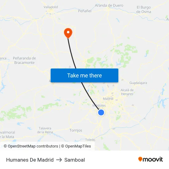 Humanes De Madrid to Samboal map