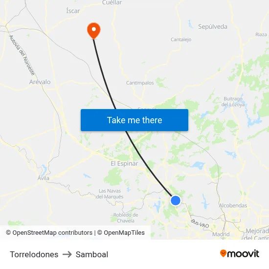 Torrelodones to Samboal map