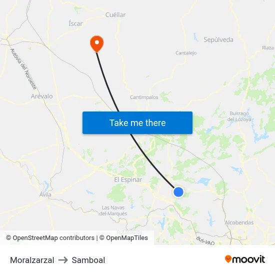 Moralzarzal to Samboal map