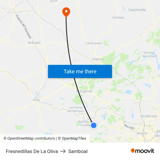Fresnedillas De La Oliva to Samboal map