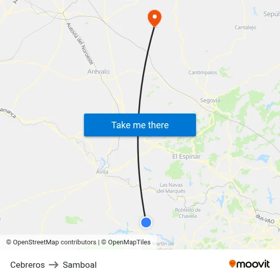 Cebreros to Samboal map