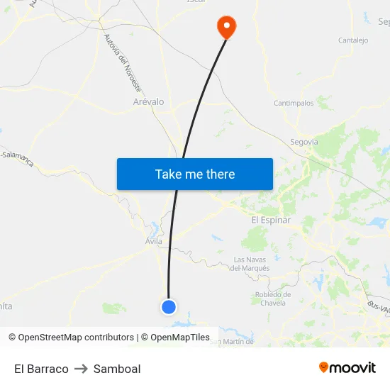 El Barraco to Samboal map