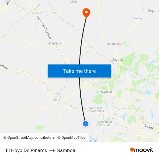 El Hoyo De Pinares to Samboal map