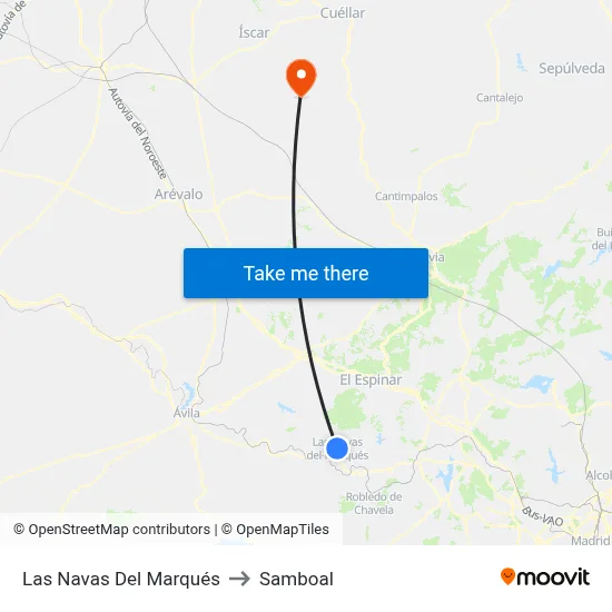 Las Navas Del Marqués to Samboal map