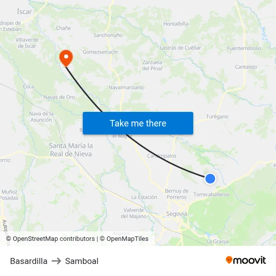 Basardilla to Samboal map