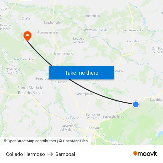 Collado Hermoso to Samboal map