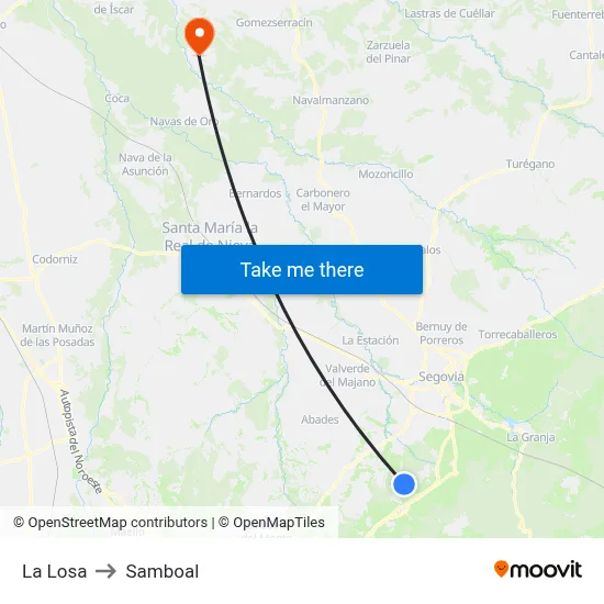 La Losa to Samboal map