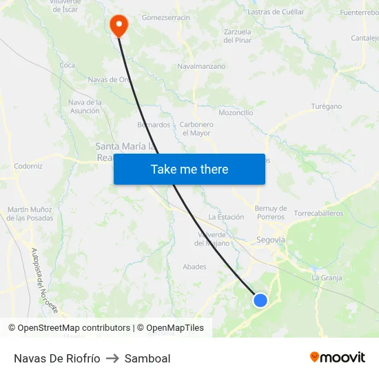 Navas De Riofrío to Samboal map