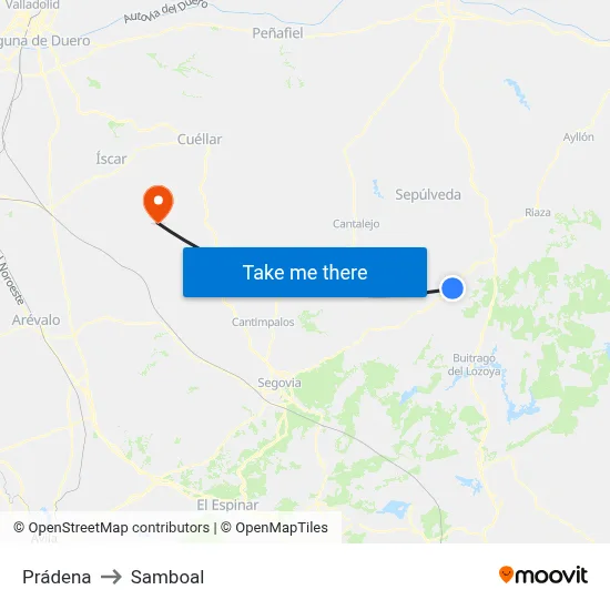 Prádena to Samboal map