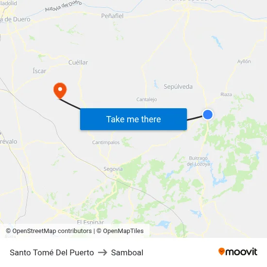 Santo Tomé Del Puerto to Samboal map