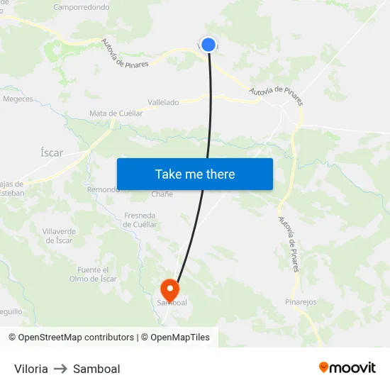Viloria to Samboal map