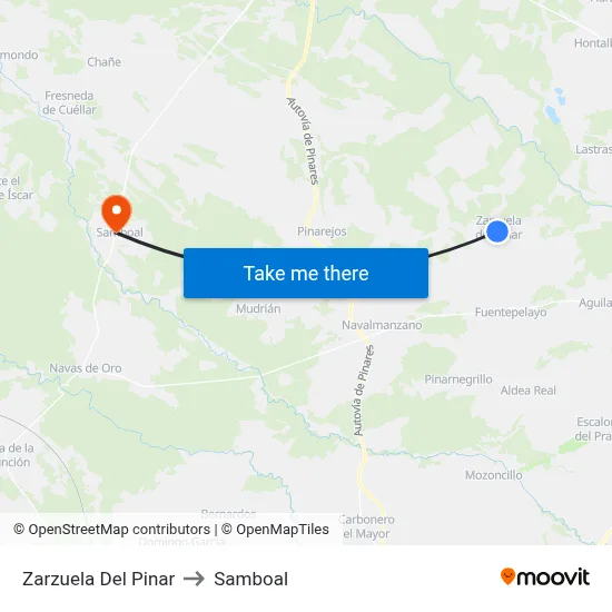 Zarzuela Del Pinar to Samboal map