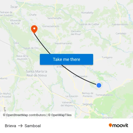 Brieva to Samboal map