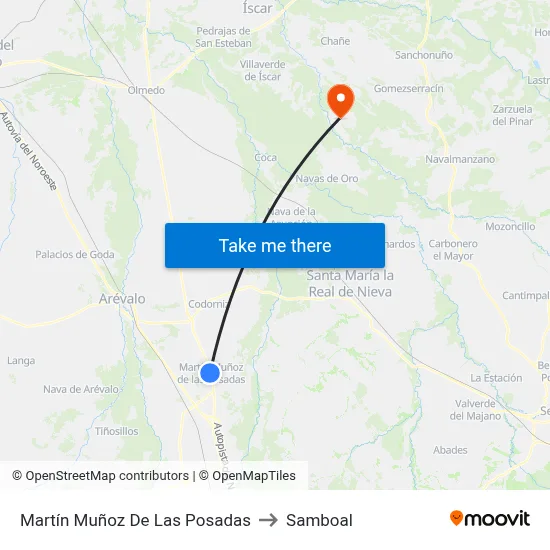 Martín Muñoz De Las Posadas to Samboal map