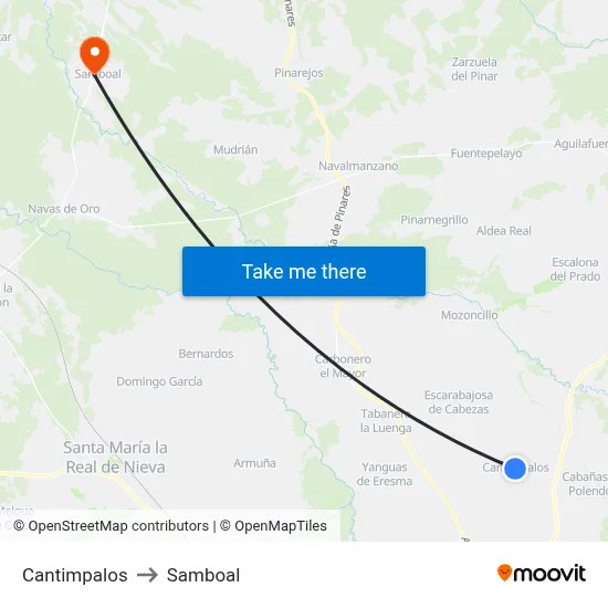 Cantimpalos to Samboal map
