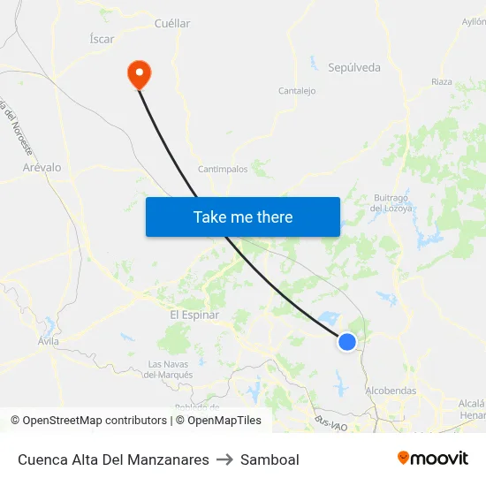 Cuenca Alta Del Manzanares to Samboal map