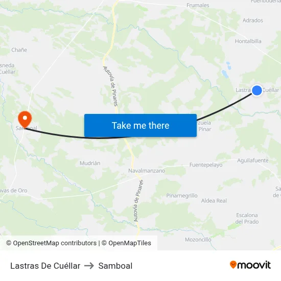 Lastras De Cuéllar to Samboal map