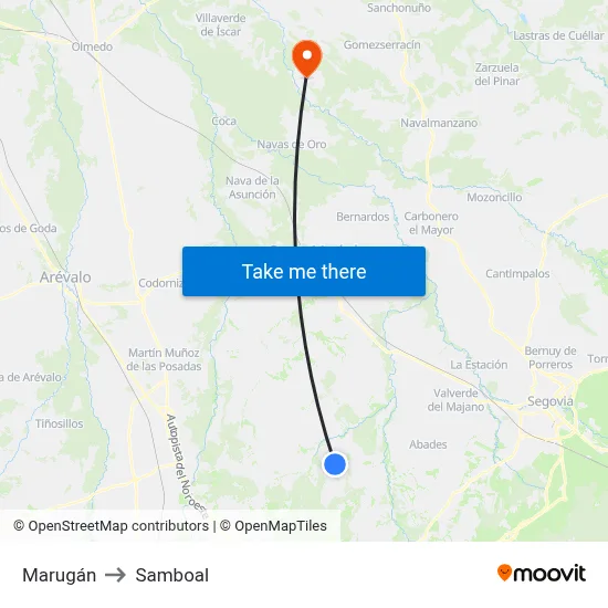 Marugán to Samboal map