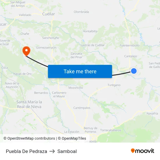 Puebla De Pedraza to Samboal map