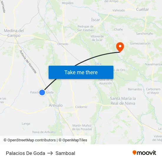 Palacios De Goda to Samboal map
