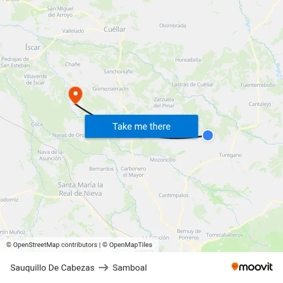 Sauquillo De Cabezas to Samboal map