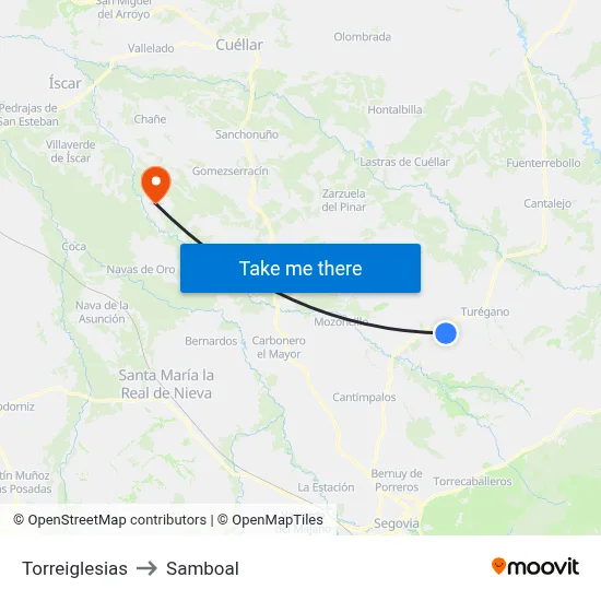 Torreiglesias to Samboal map
