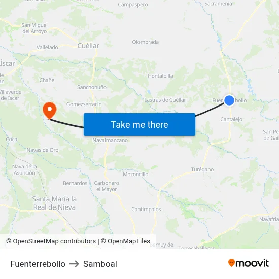 Fuenterrebollo to Samboal map