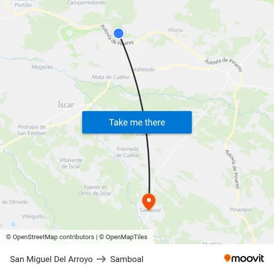 San Miguel Del Arroyo to Samboal map