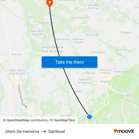 Otero De Herreros to Samboal map