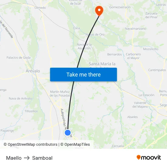 Maello to Samboal map