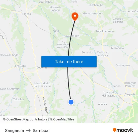 Sangarcía to Samboal map