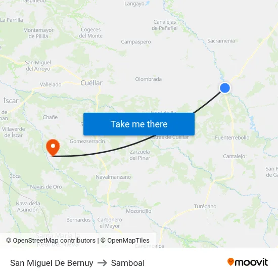 San Miguel De Bernuy to Samboal map