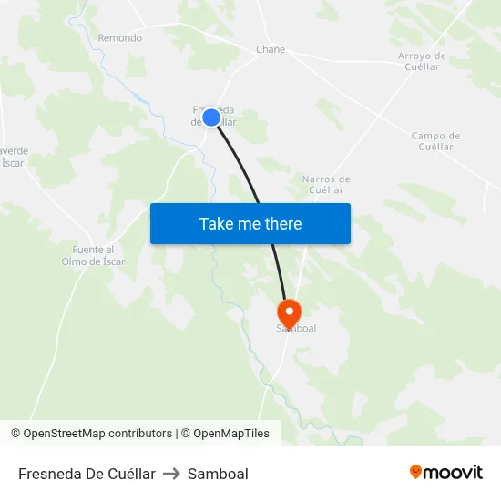 Fresneda De Cuéllar to Samboal map
