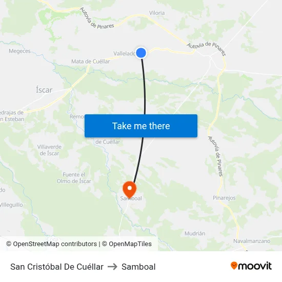 San Cristóbal De Cuéllar to Samboal map