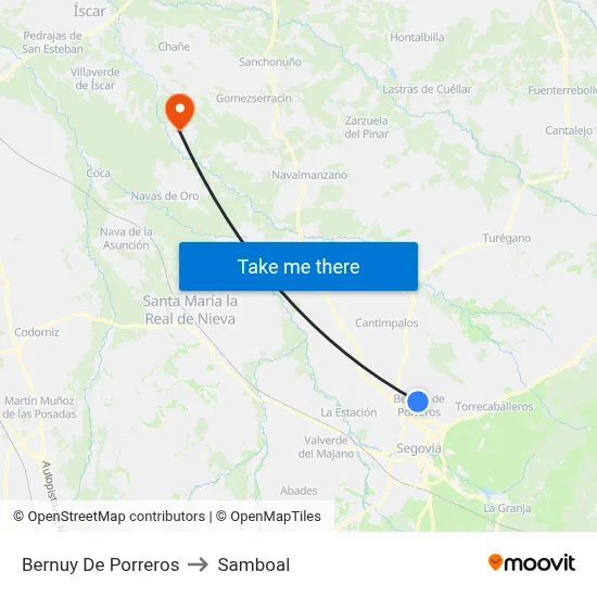 Bernuy De Porreros to Samboal map