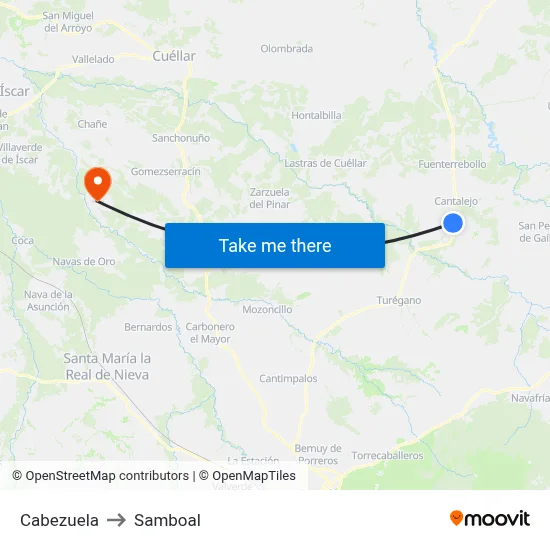 Cabezuela to Samboal map