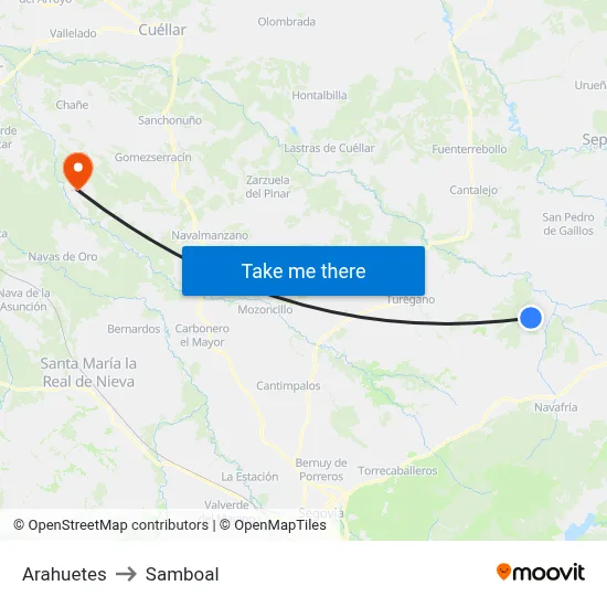 Arahuetes to Samboal map