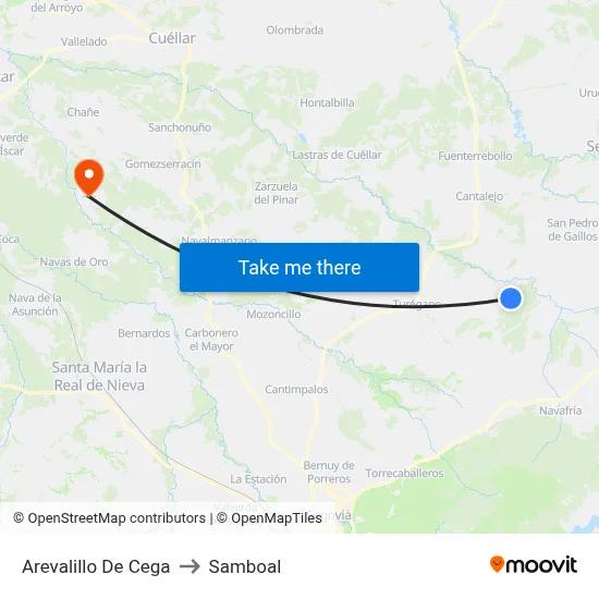 Arevalillo De Cega to Samboal map