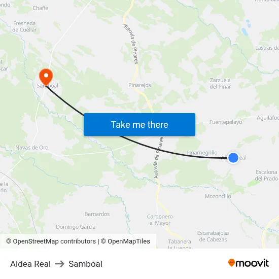 Aldea Real to Samboal map