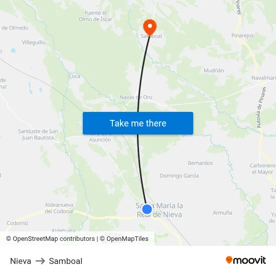 Nieva to Samboal map