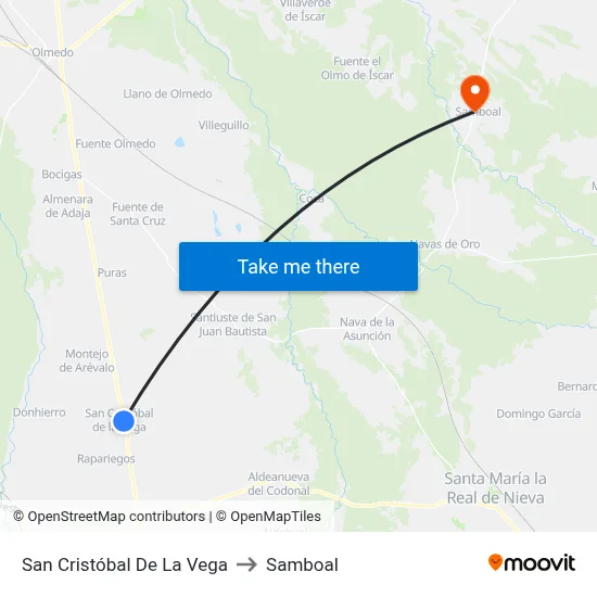 San Cristóbal De La Vega to Samboal map