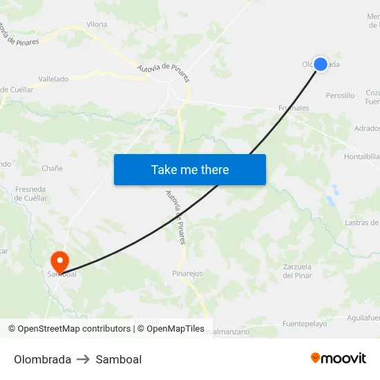 Olombrada to Samboal map