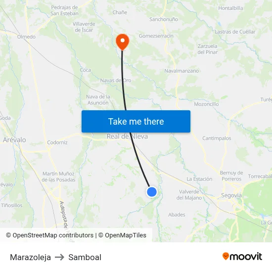 Marazoleja to Samboal map
