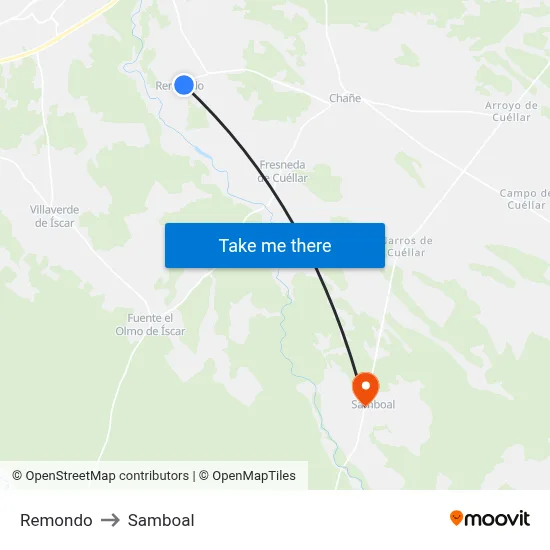 Remondo to Samboal map